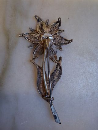 Spilla fiore argento 800