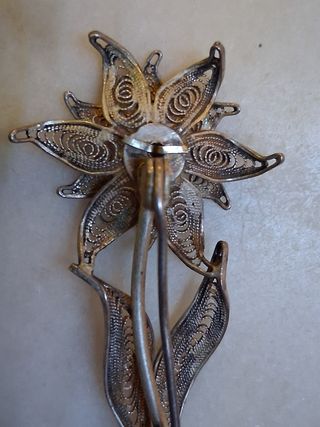 Spilla fiore argento 800