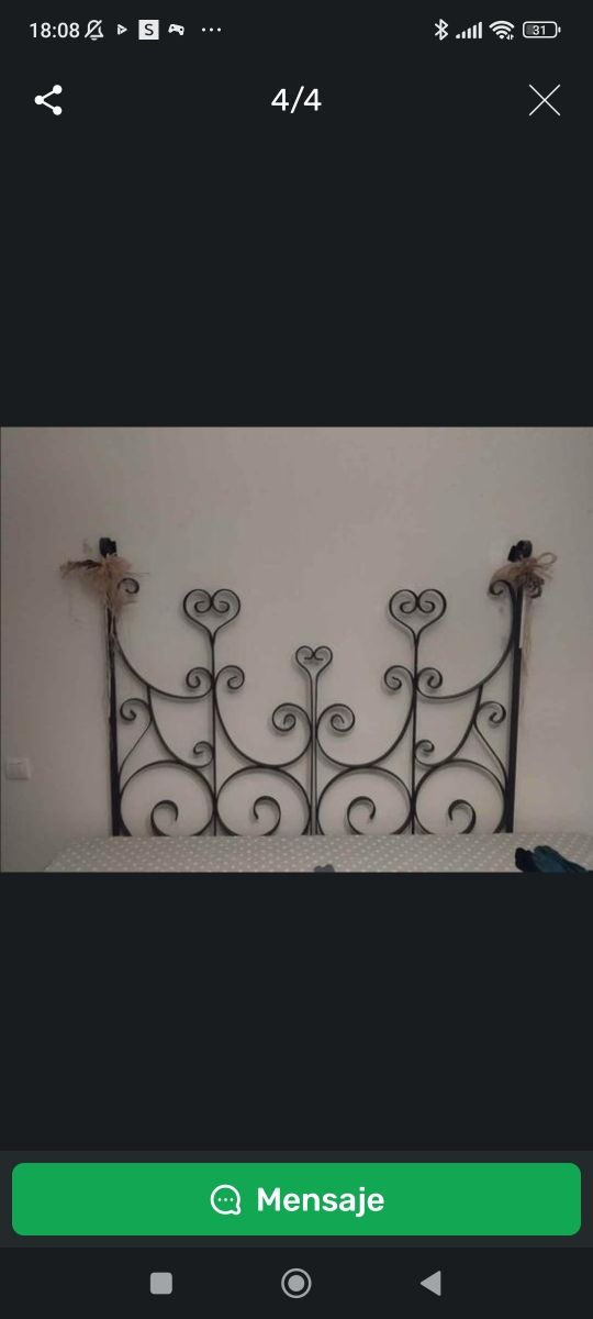 Cabecero forja metal negro