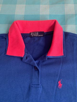 Polo Ralph Lauren azul y rosa - Talla S