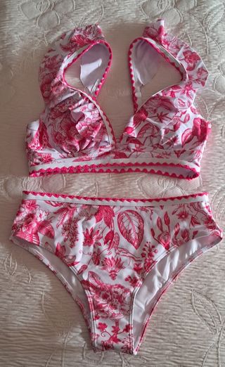 Bikini Flores Rosa Blanco