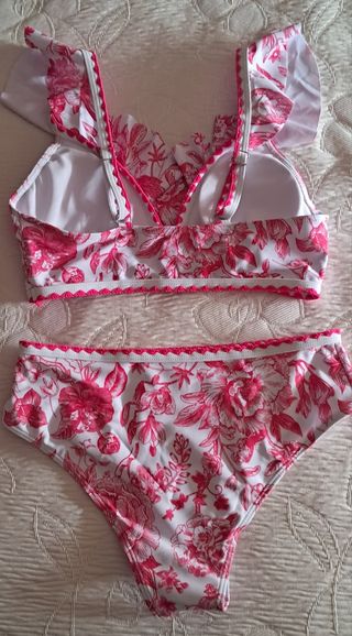 Bikini Flores Rosa Blanco