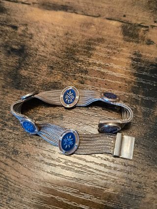 Pulsera plata | Esmalte azul
