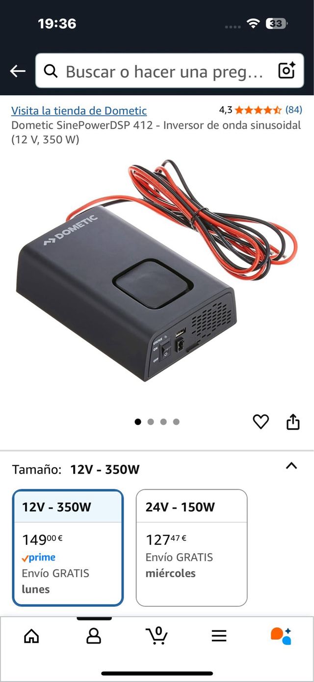 OCASION!!! Inversor corriente DOMETIC 350w Coche