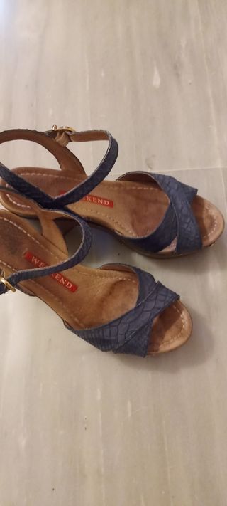 Zapatos cuña hispanitas Weekend azules