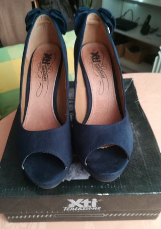Zapatos Xti peep toe, azul marino, 41