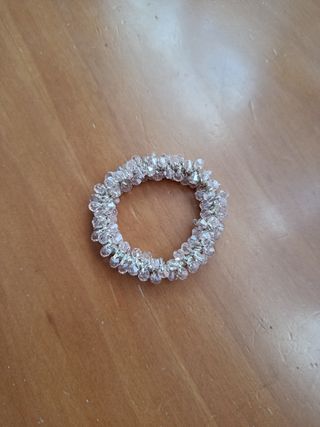 Pulsera elástica rosa y plata
