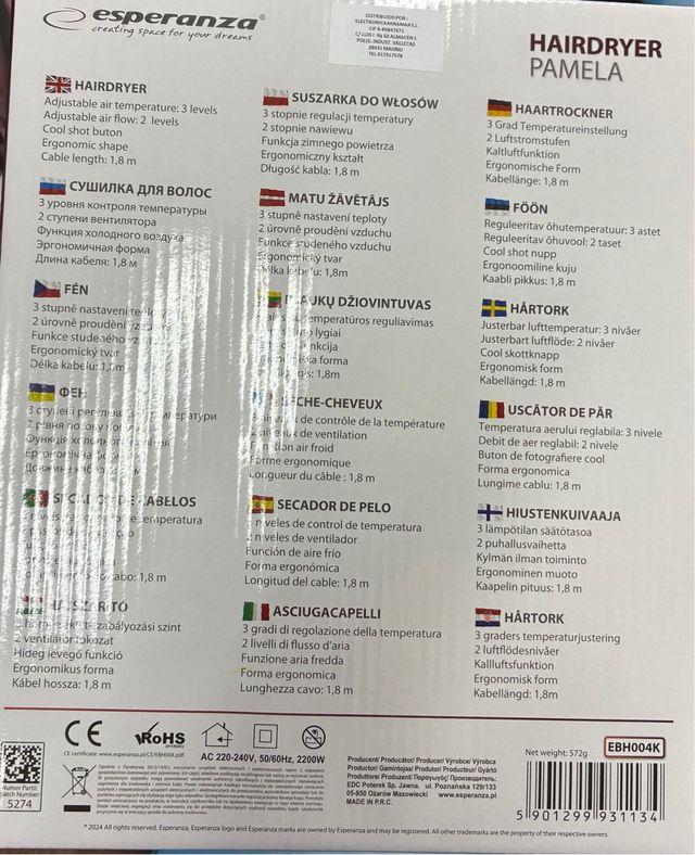 Secador Esperanza Pamela 2200W