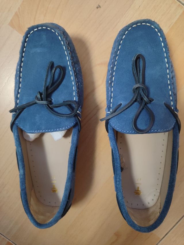 Mocasines niño piel azul