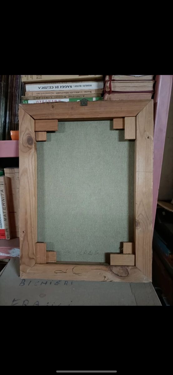 Dipinto olio fiori vaso anni '80