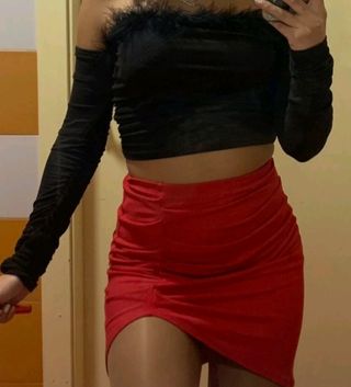 Top negro plumas talla M/L