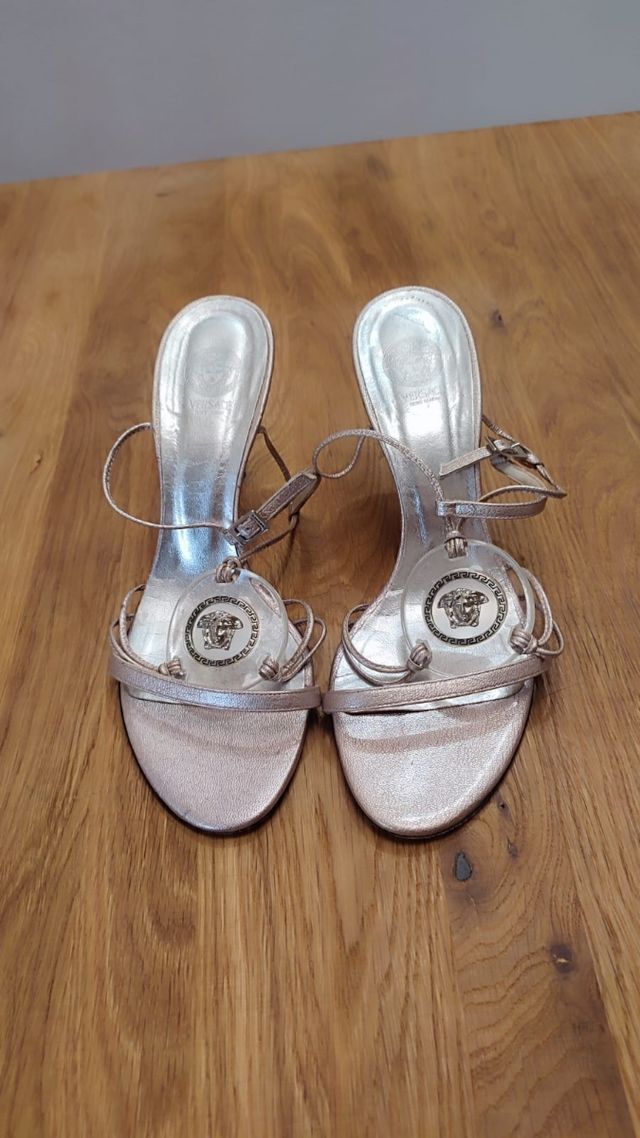Sandalias Versace Plata 38.5