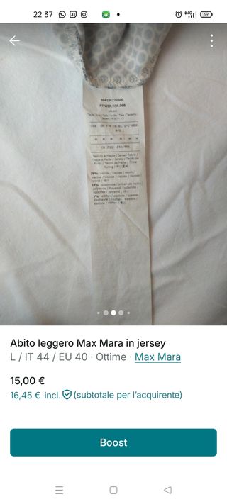 Miniabito Max Mara Jersey L/40