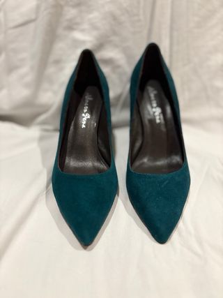 Zapatos Alma en Pena tacón verde azulado