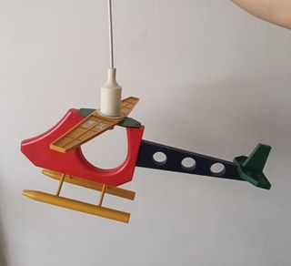 Candeeiro Helicóptero Infantil - Vermelho e Azul