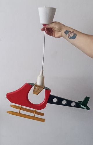 Candeeiro Helicóptero Infantil - Vermelho e Azul