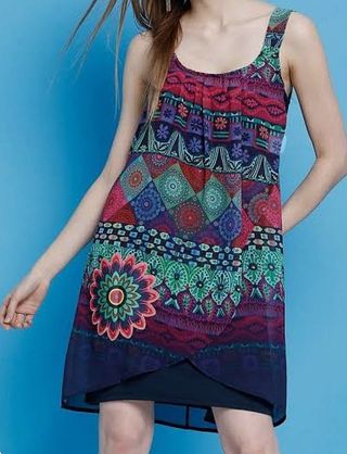 Vestito smanicato Desigual Blu/Multicolor