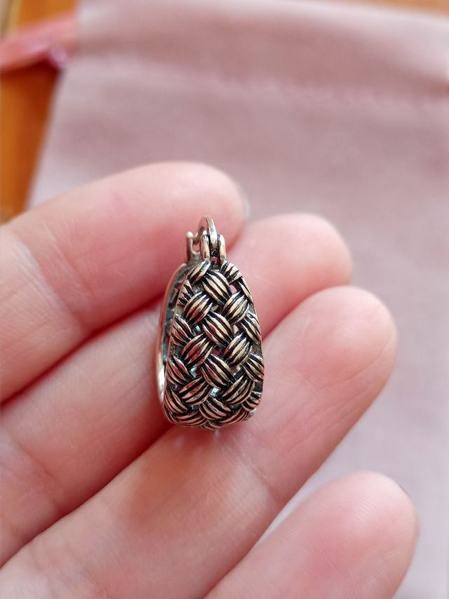 Pendientes aro trenzado plata