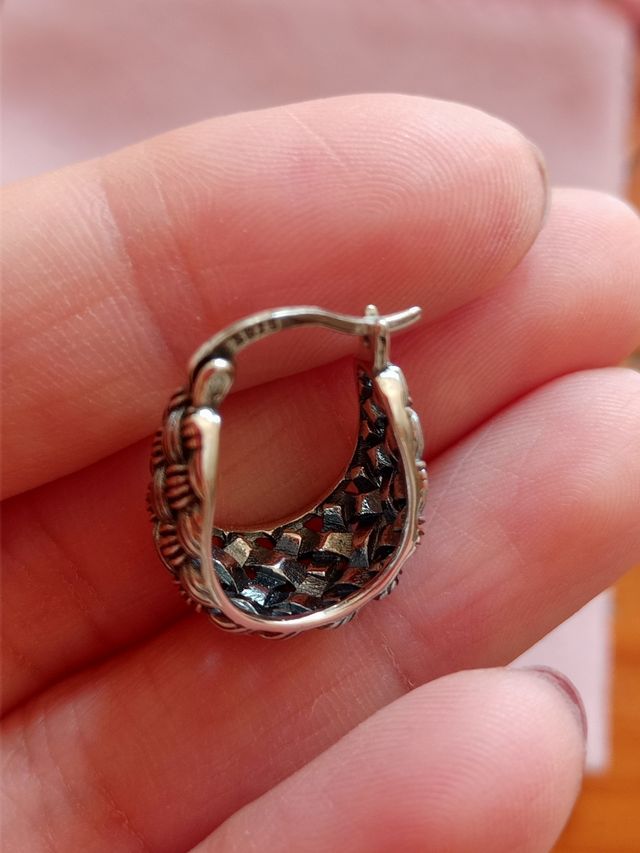 Pendientes aro trenzado plata