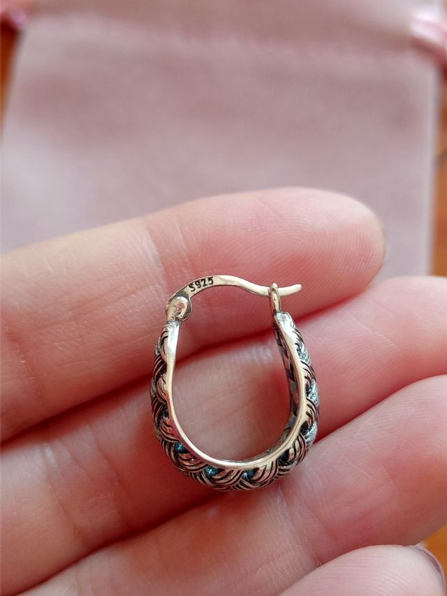 Pendientes aro trenzado plata