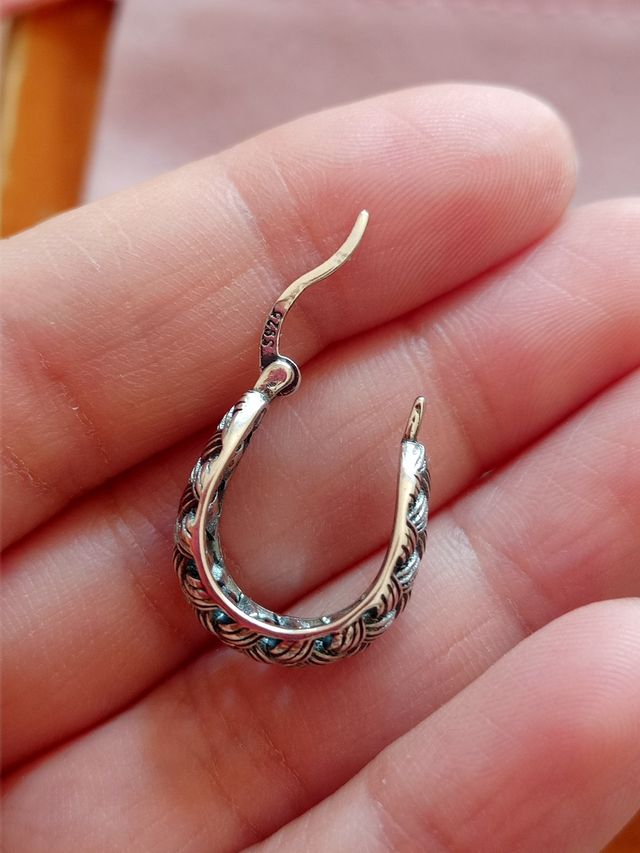 Pendientes aro trenzado plata