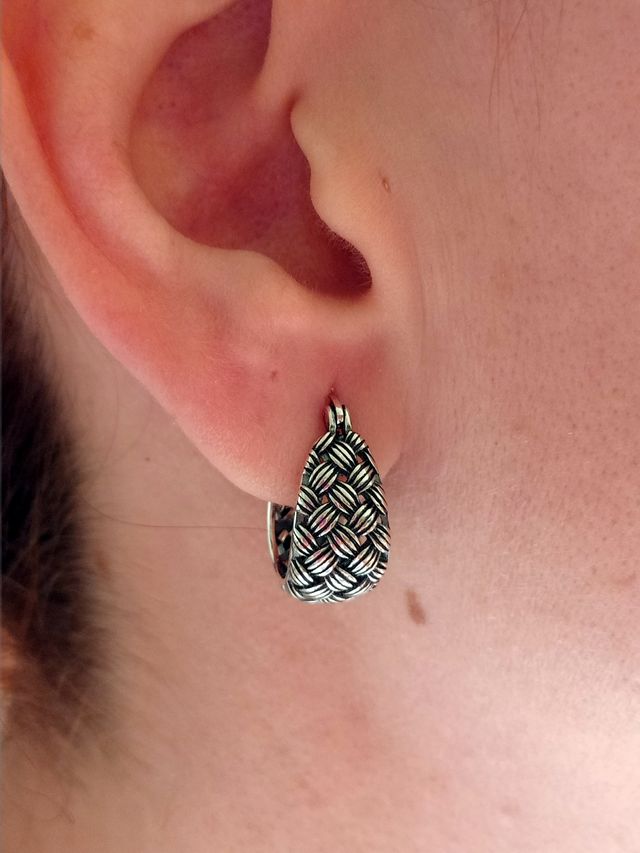 Pendientes aro trenzado plata