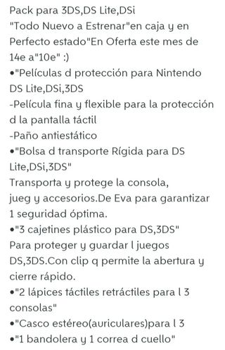 NUEVO.Pack funda+accesorios 3DS/DSi/DS Lite+lápice