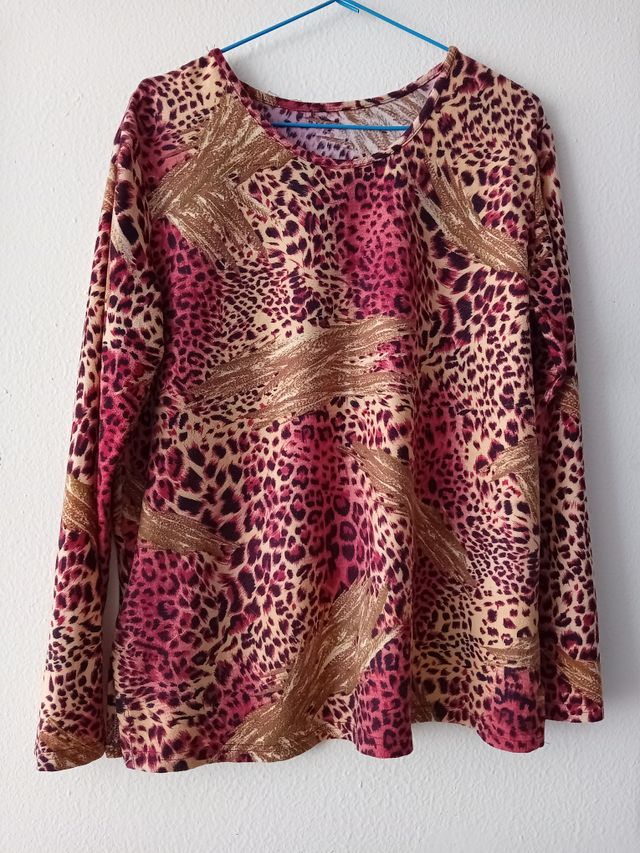 Camiseta vintage leopardo marrón-rojo