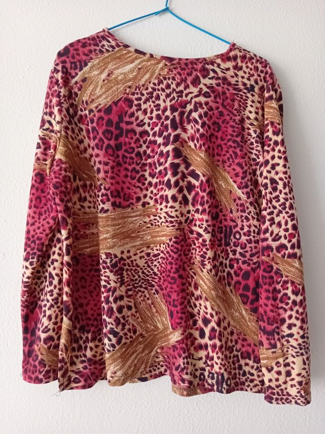 Camiseta vintage leopardo marrón-rojo