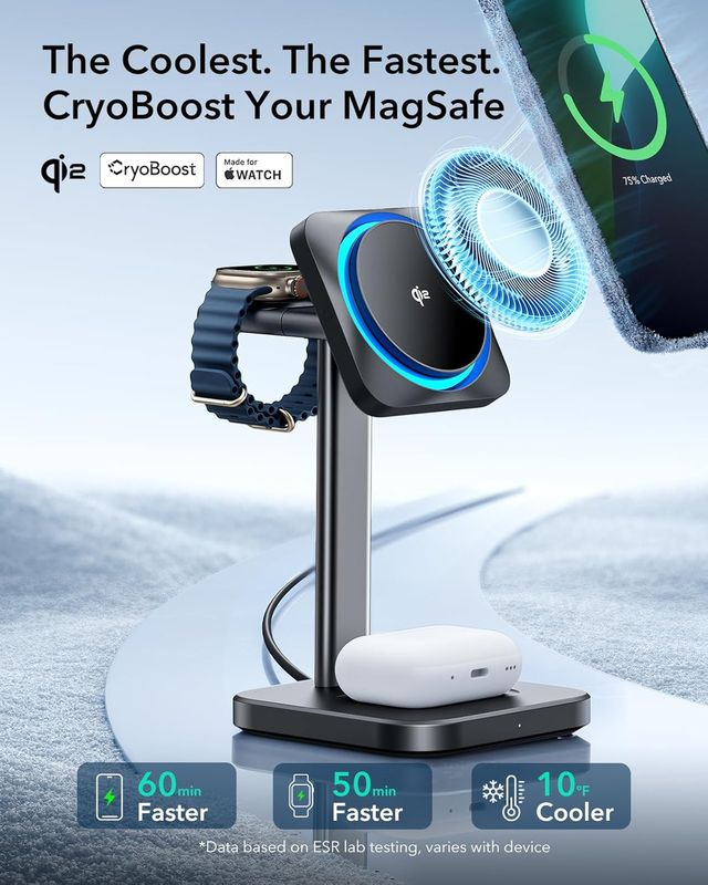 Base de carga inalámbrica 3 en 1 ESR Qi2 CryoBoost