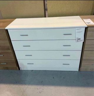 2 Cómodas 4 cajones - Madera - Blanco/Marrón