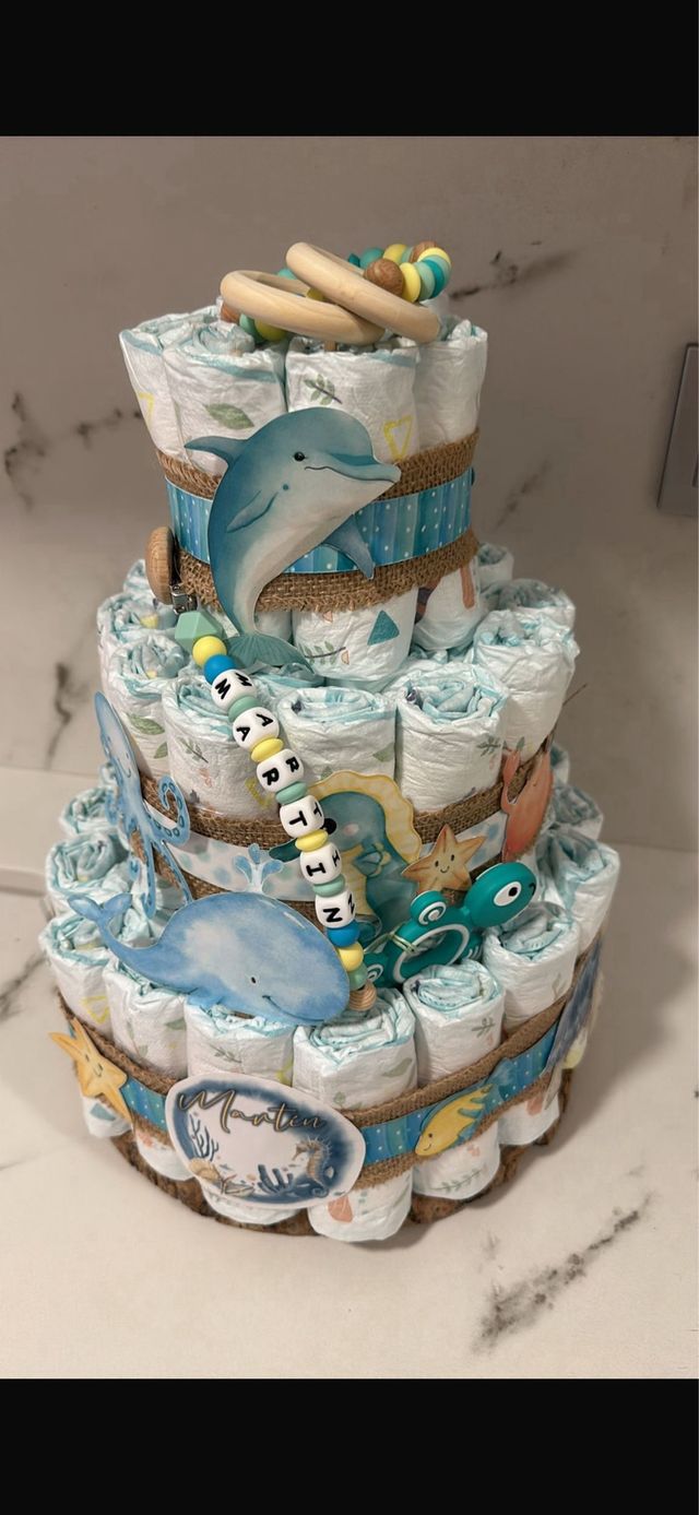 Pastel de pañales personalizado Martín