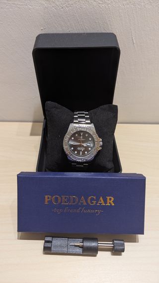 Reloj Poedagar negro - correa metal