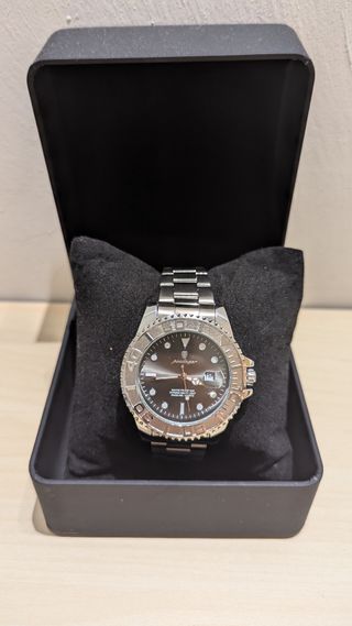 Reloj Poedagar - Esfera negra, correa metalica