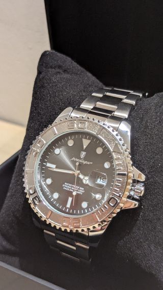 Reloj Poedagar negro - correa metal