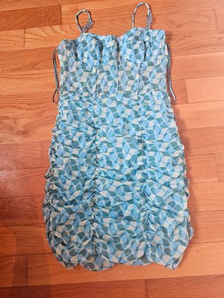 Vestido Zara azul y verde