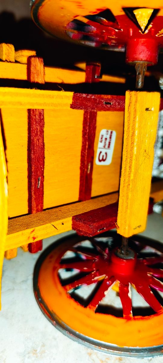 Cm 37 Carrettino Anni ‘70 In Legno Cavallo Cartape