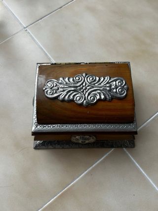 Joyero vintage madera estaño