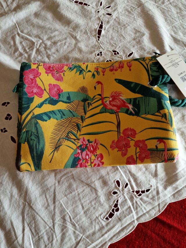 Pochette estiva fiori e fenicotteri