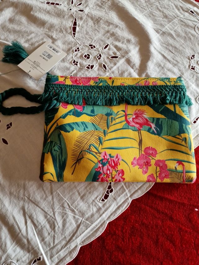 Pochette estiva fiori e fenicotteri