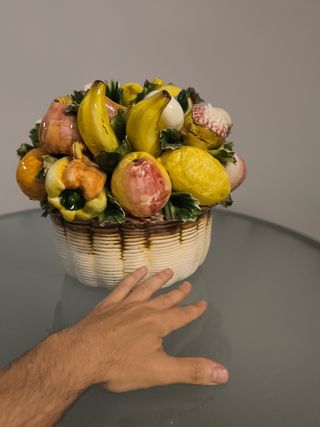 Cesta Frutas Porcelana Capodimonte