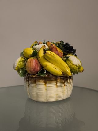 Cesta Frutas Porcelana Capodimonte