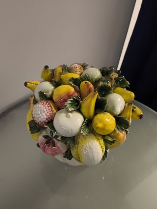 Cesta Frutas Porcelana Capodimonte