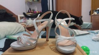 Sandalias tacón plata 35