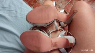 Sandalias tacón plata 35