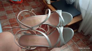 Sandalias tacón plata 35