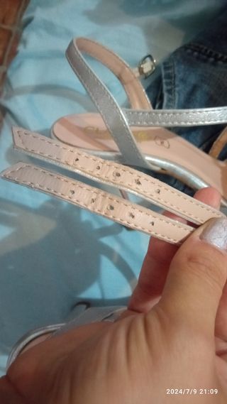 Sandalias tacón plata 35