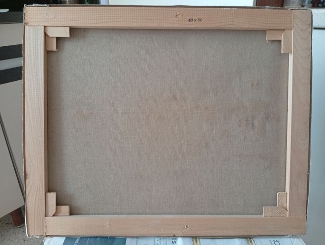 Quadro Naif panorama con barche. 40x50.