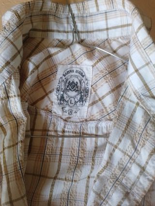 Camicia Uomo Smanicata Beige/Bianco