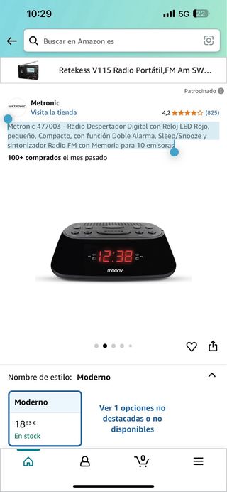 Radio despertador Metronic 477003